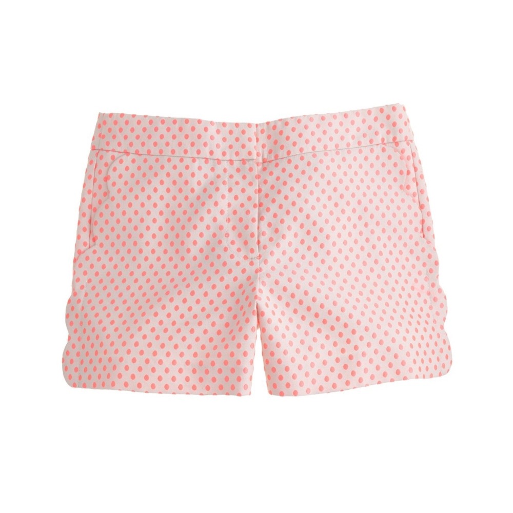 J.Crew Pink White Polka Dot‎ Scalloped Hem Shorts Womens 8 NWT